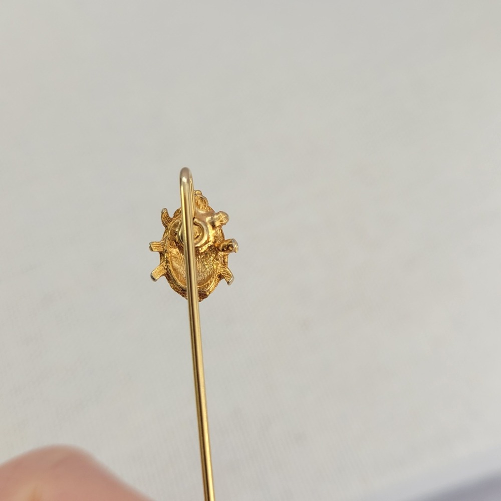 Vintage Gold Tone Stick Pin Ladybug Beetle and Faux‎ Stone Agate Stone - Picture 5 of 10